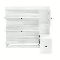 Versatile Shoe Cabinet with 3 Flip Drawers and Pull-Down Seat for Entryway Storage and Organization
