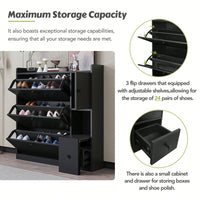 Versatile Shoe Cabinet with 3 Flip Drawers and Pull-Down Seat for Entryway Storage and Organization