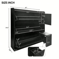 Versatile Shoe Cabinet with 3 Flip Drawers and Pull-Down Seat for Entryway Storage and Organization