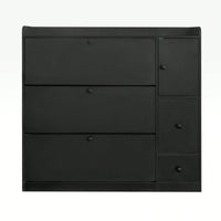 Versatile Shoe Cabinet with 3 Flip Drawers and Pull-Down Seat for Entryway Storage and Organization