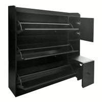 Versatile Shoe Cabinet with 3 Flip Drawers and Pull-Down Seat for Entryway Storage and Organization