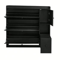 Versatile Shoe Cabinet with 3 Flip Drawers and Pull-Down Seat for Entryway Storage and Organization