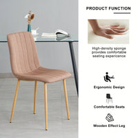 Set of 4 Modern Beige Upholstered Dining Chairs with Wood and Metal Legs for Living Room Kitchen Bedroom