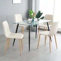 Set of 4 Modern Beige Upholstered Dining Chairs with Wood and Metal Legs for Living Room Kitchen Bedroom