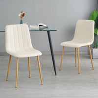 Set of 4 Modern Beige Upholstered Dining Chairs with Wood and Metal Legs for Living Room Kitchen Bedroom