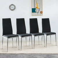 Checkered High Back Armless Dining Chairs Set of 4 Light Gray with Electroplated Metal Legs for Home and Office