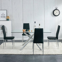 Checkered High Back Armless Dining Chairs Set of 4 Light Gray with Electroplated Metal Legs for Home and Office