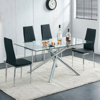 Checkered High Back Armless Dining Chairs Set of 4 Light Gray with Electroplated Metal Legs for Home and Office