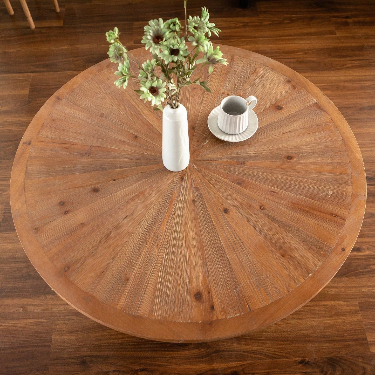 39.37" Vintage Style Round Dining Table With Scattering Pattern Splicing Table Top, For Office, Dining Room And Living Room