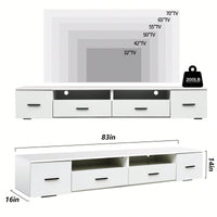 Modern White TV Stand for Up to 90 Inch TV with 4 Storage Drawers High Gloss Waterproof Entertainment Center