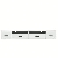 Modern White TV Stand for Up to 90 Inch TV with 4 Storage Drawers High Gloss Waterproof Entertainment Center