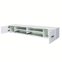 Modern White TV Stand for Up to 90 Inch TV with 4 Storage Drawers High Gloss Waterproof Entertainment Center