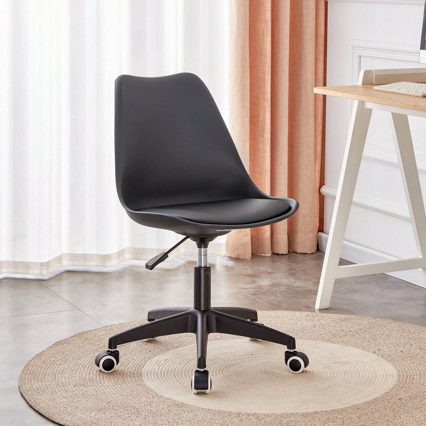 Modern Family Adjustable 360° Swivel Office Chair Armless Design for Home Office Bedroom Dining Room