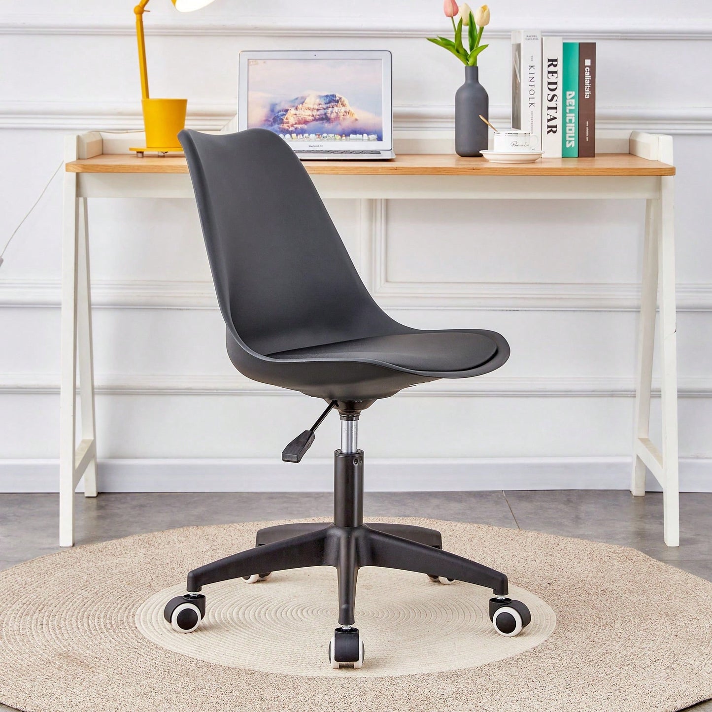 Modern Family Adjustable 360° Swivel Office Chair Armless Design for Home Office Bedroom Dining Room