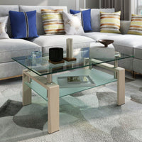 Rectangle Glass Coffee Table, Clear Coffee Table Modern Side Center Tables For Living Room Living Room Furniture