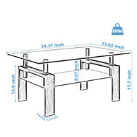 Rectangle Glass Coffee Table, Clear Coffee Table Modern Side Center Tables For Living Room Living Room Furniture
