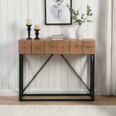 Luxury Wood Sofa Table, Industrial Console Table For Entryway, Hallway Tables With Two Drawers For Living Room