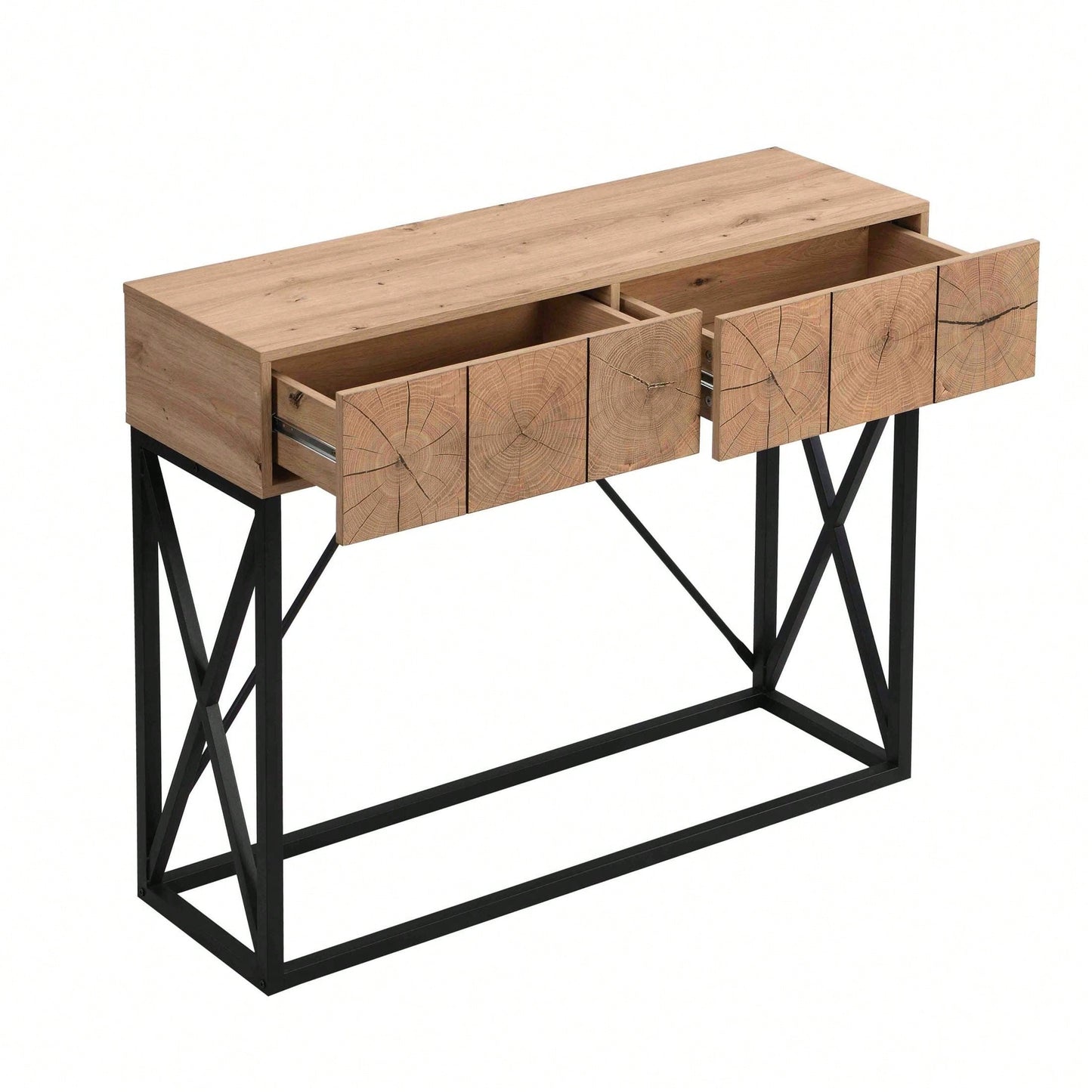 Luxury Wood Sofa Table, Industrial Console Table For Entryway, Hallway Tables With Two Drawers For Living Room