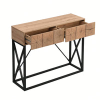 Luxury Wood Sofa Table, Industrial Console Table For Entryway, Hallway Tables With Two Drawers For Living Room