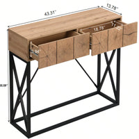 Luxury Wood Sofa Table, Industrial Console Table For Entryway, Hallway Tables With Two Drawers For Living Room