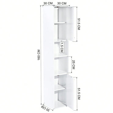 White Bathroom Storage Cabinet With Shelf Narrow Corner Organizer Floor Standing