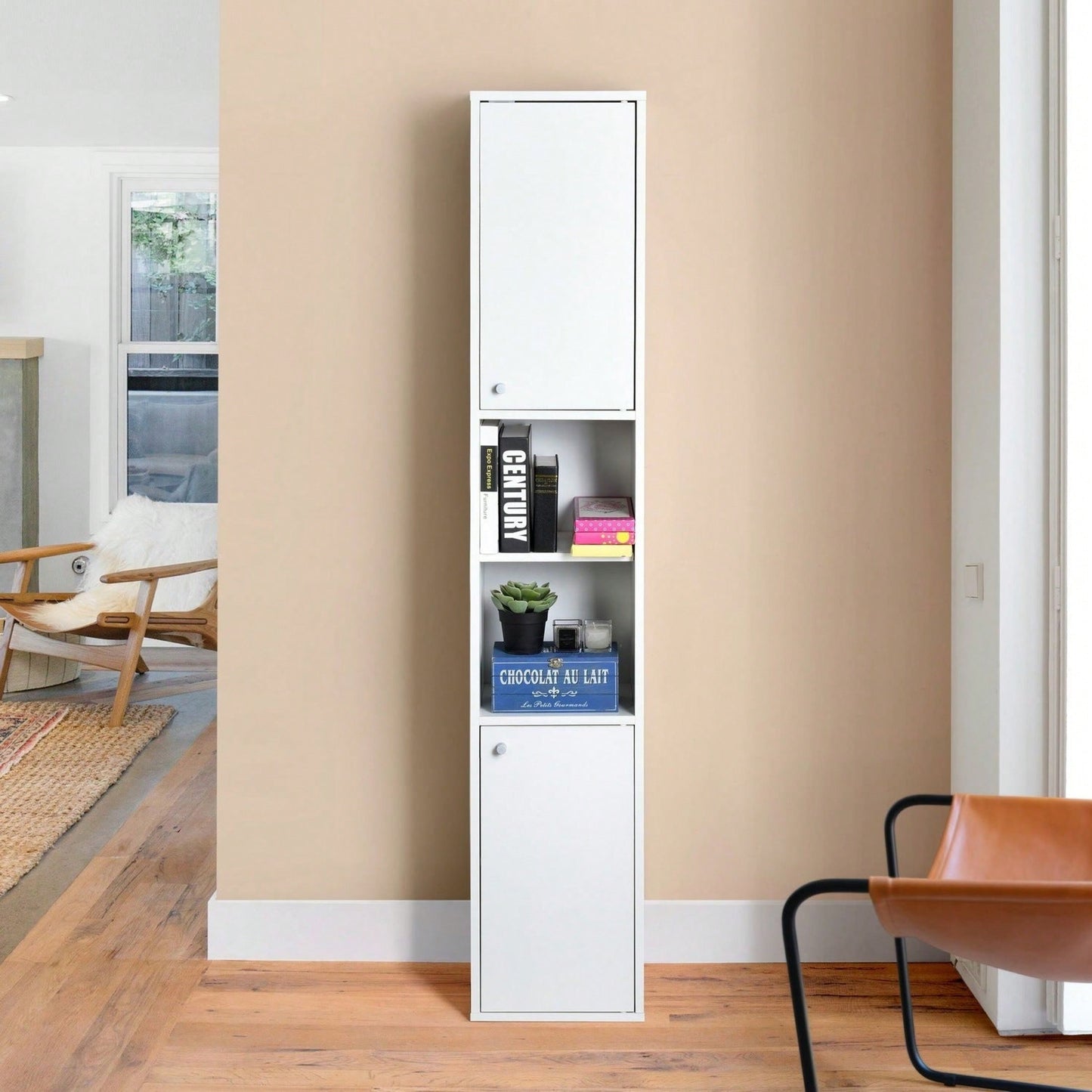 White Bathroom Storage Cabinet With Shelf Narrow Corner Organizer Floor Standing