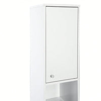 White Bathroom Storage Cabinet With Shelf Narrow Corner Organizer Floor Standing