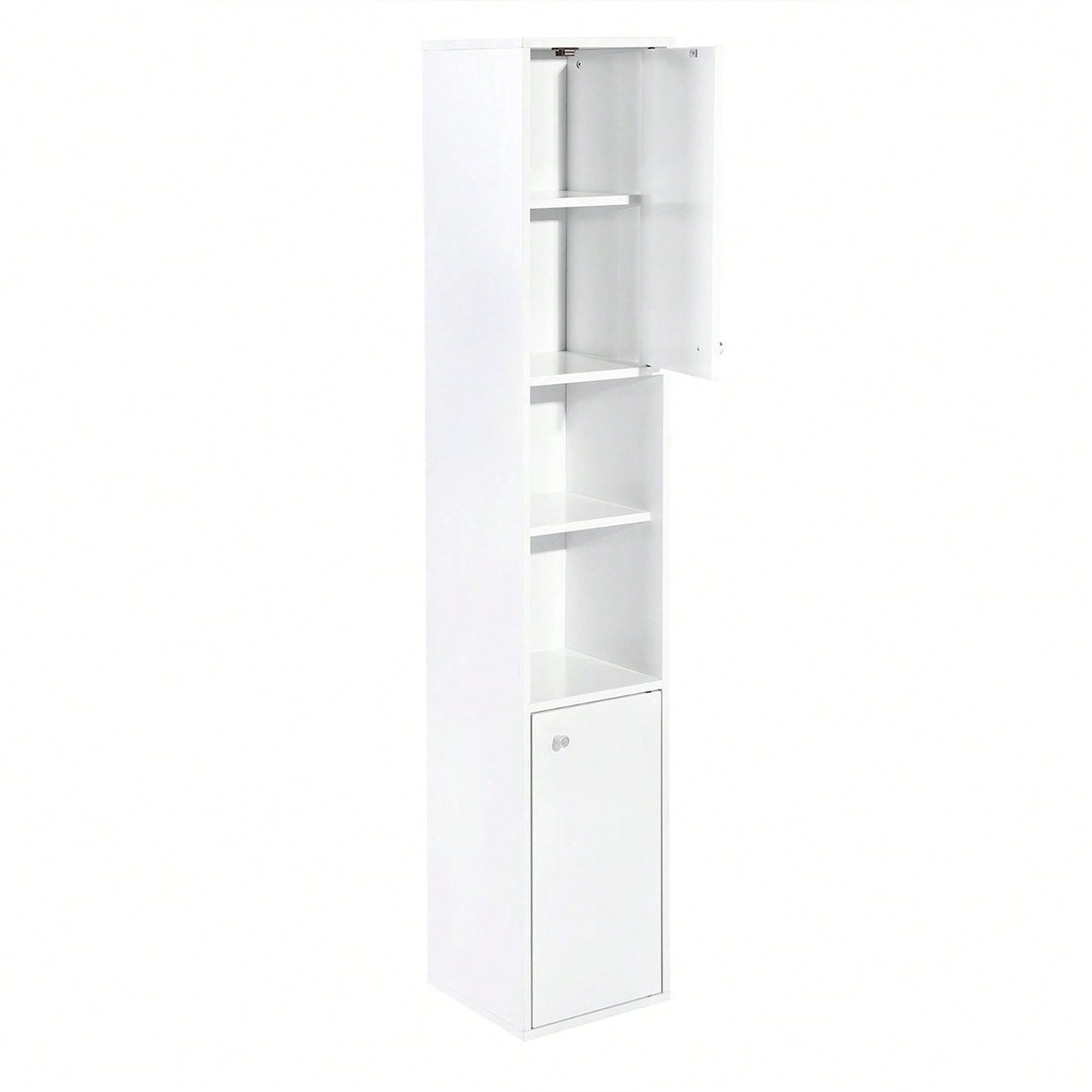 White Bathroom Storage Cabinet With Shelf Narrow Corner Organizer Floor Standing