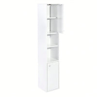 White Bathroom Storage Cabinet With Shelf Narrow Corner Organizer Floor Standing