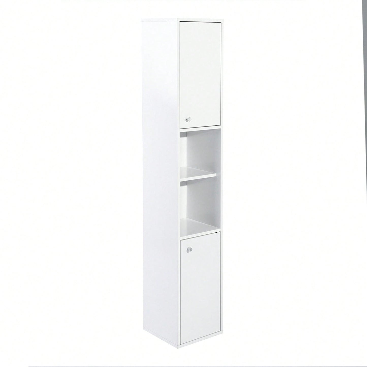 White Bathroom Storage Cabinet With Shelf Narrow Corner Organizer Floor Standing