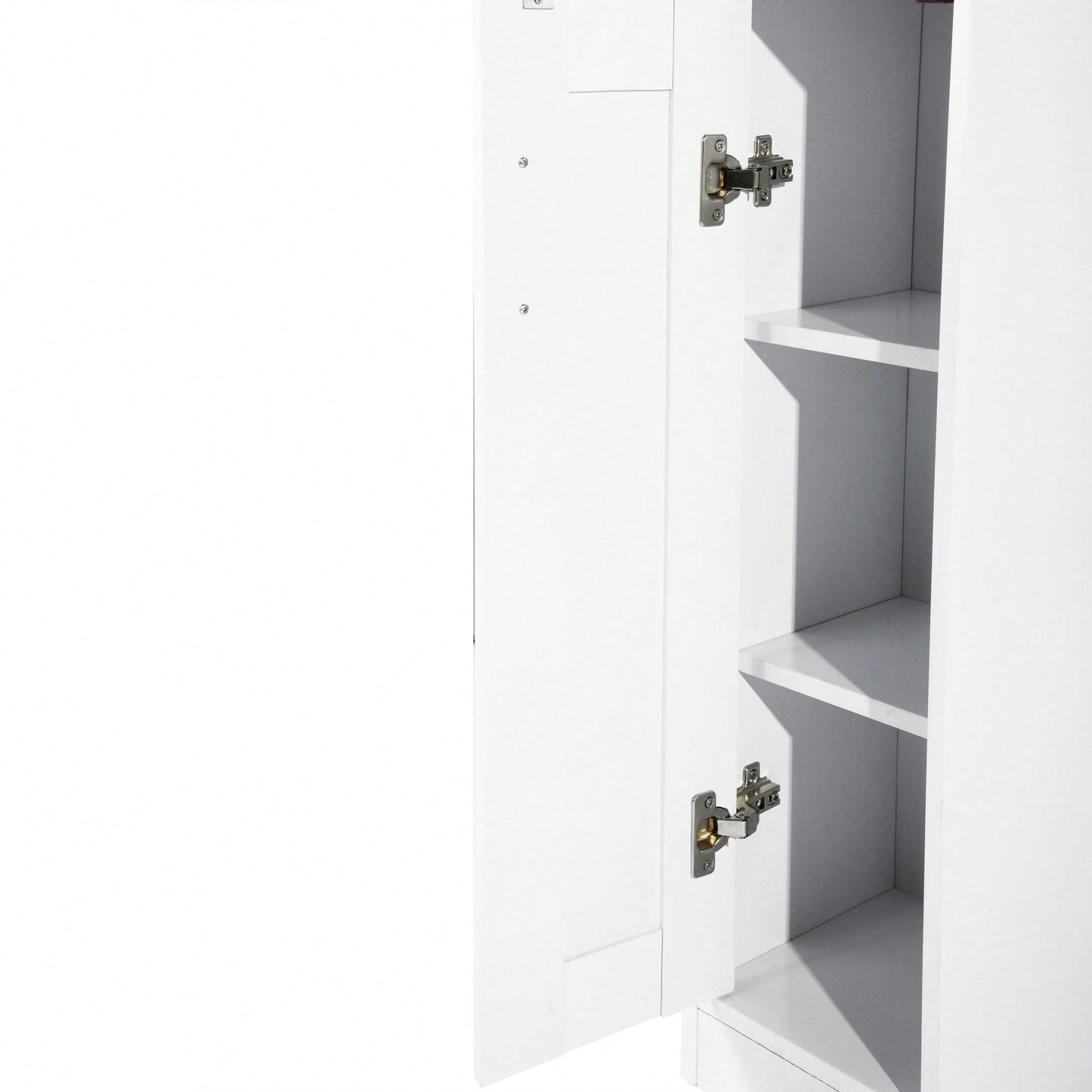 White Bathroom Storage Cabinet With Shelf Narrow Corner Organizer Floor Standing