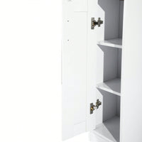 White Bathroom Storage Cabinet With Shelf Narrow Corner Organizer Floor Standing