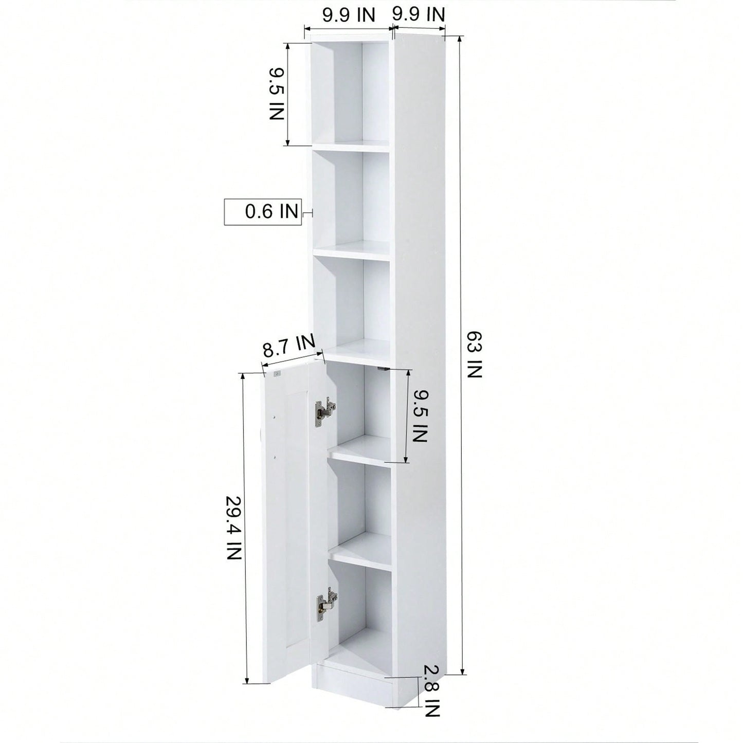 White Bathroom Storage Cabinet With Shelf Narrow Corner Organizer Floor Standing