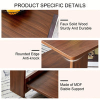 Stylish Walnut Textured Double Layer Coffee Table MDF Living Room 43.3x21.6x16.5 Inches