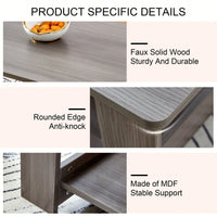 Stylish Walnut Textured Double Layer Coffee Table MDF Living Room 43.3x21.6x16.5 Inches