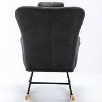 Soft Teddy Velvet Rocking Chair 35.5 Inch Wingback Glider for Nursery Living Room Bedroom Safe Solid Wood Base