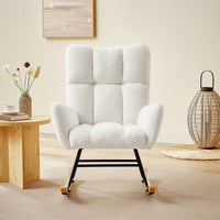 White Teddy Fabric Rocking Chair