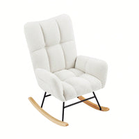 White Teddy Fabric Rocking Chair