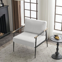 Chenille Leisure Lounge Chair Arm Chair With Metal Frame, Upholstered Side Chair Comfy Sitting Chair For Living Room