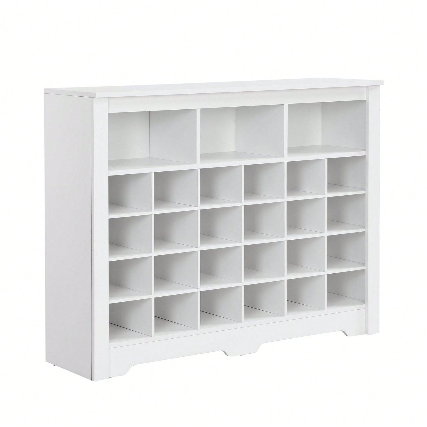 24 Shoe Cubby Console, Modern Shoe Cabinet With Curved Base, Versatile Sideboard  For Hallway, Bedroom, Living Room