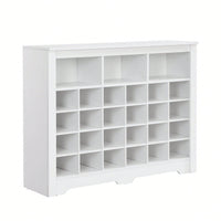 24 Shoe Cubby Console, Modern Shoe Cabinet With Curved Base, Versatile Sideboard  For Hallway, Bedroom, Living Room