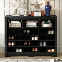 24 Shoe Cubby Console, Modern Shoe Cabinet With Curved Base, Versatile Sideboard  For Hallway, Bedroom, Living Room