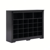 24 Shoe Cubby Console, Modern Shoe Cabinet With Curved Base, Versatile Sideboard  For Hallway, Bedroom, Living Room