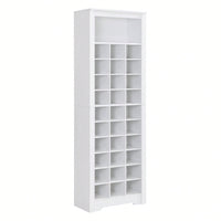 Contemporary 30 Shoe Cubby Console Tall Storage Cabinet for Hallway and Bedroom White