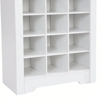 Contemporary 30 Shoe Cubby Console Tall Storage Cabinet for Hallway and Bedroom White