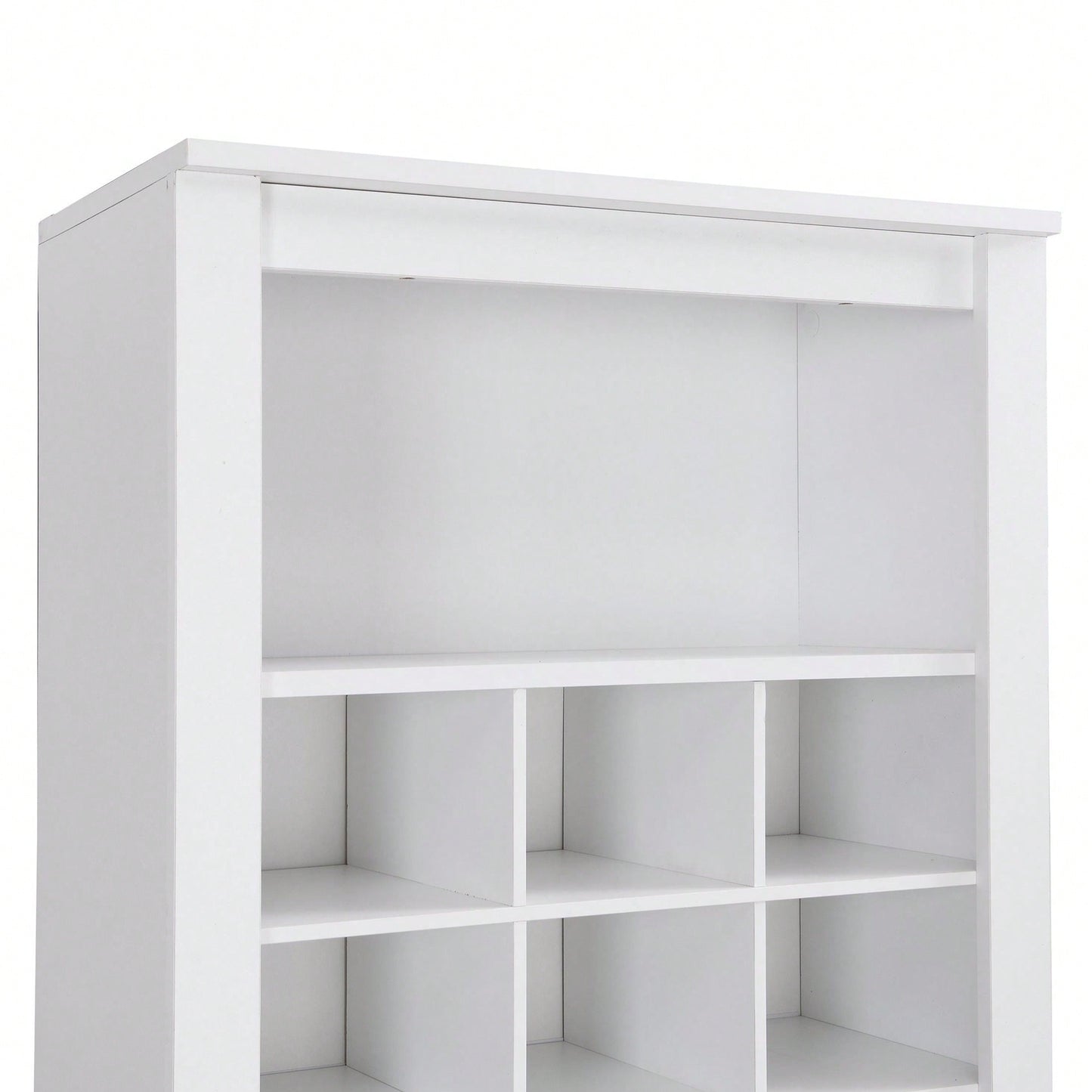 Contemporary 30 Shoe Cubby Console Tall Storage Cabinet for Hallway and Bedroom White