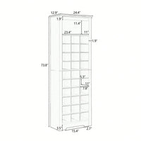 Contemporary 30 Shoe Cubby Console Tall Storage Cabinet for Hallway and Bedroom White