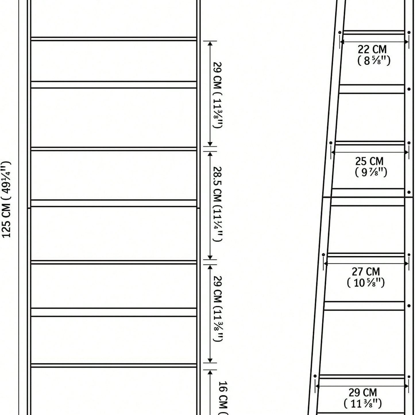 4 Tier Tall Bookcase, Modern Open Book Case For Bedroom, Living Room, Office