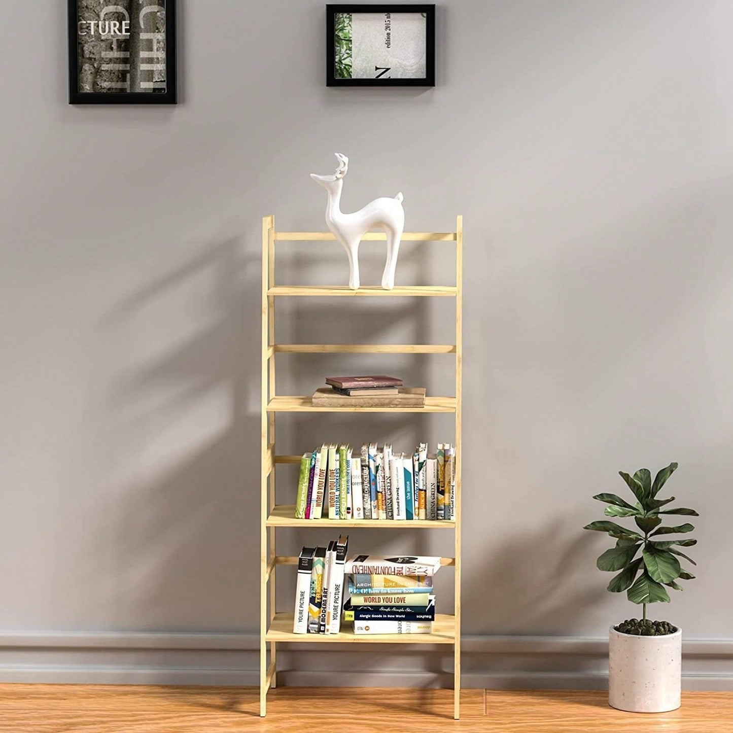 4 Tier Tall Bookcase, Modern Open Book Case For Bedroom, Living Room, Office