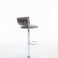 Set Of 2  Bar Stools,With Chrome Footrest And Base Swivel Height Adjustable Mechanical Lifting Velvet + Bar Stool